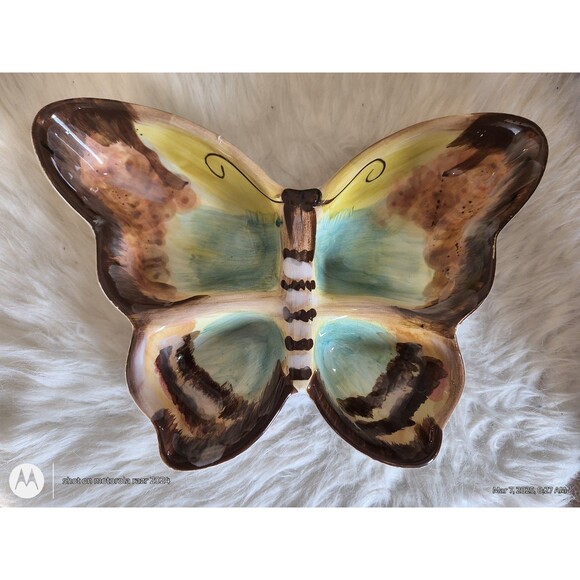 Certified International Butterfly Serving Bowl Rare Vintage - Picture 4 of 11